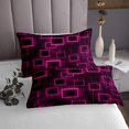 thumbnail image 3 of YST Geometry Square Twin Size Coverlet Set,Pink Black Neon Square Bedspread Set For Kids Teens Boys Girls Geometric Gradient Cubes Quilt Set Abstract Simplicity Bed Set, 3 of 3