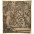 thumbnail image 3 of Pieter Crijnse Volmarijn 12x14 Black Modern Framed Museum Art Print Titled - The Continence of Scipio (1646-79), 3 of 5