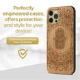 thumbnail image 2 of Case Yard Wooden Case Outside Soft TPU Silicone Slim Fit Shockproof Wood Phone Cover for Girls Boys Men and Women Supports Wireless Charging Hamsa Hand Mandala Design case for iPhone-11-Pro-Max, 2 of 7