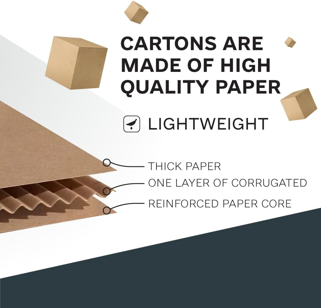 Medium Shipping Boxes 19"L x 13"W x 10"H, 25-Pack | Durable Corrugated Cardboard for Packing, Moving & Storage