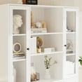 thumbnail image 2 of RichYa 71'' Tall 3 Tier Bookshelf and Bookcase, Vertical File Cabinet with Open Display Storage Cabinets Shelf, Pantry Cabinet with Glass Doors for Home Office, White, 2 of 10