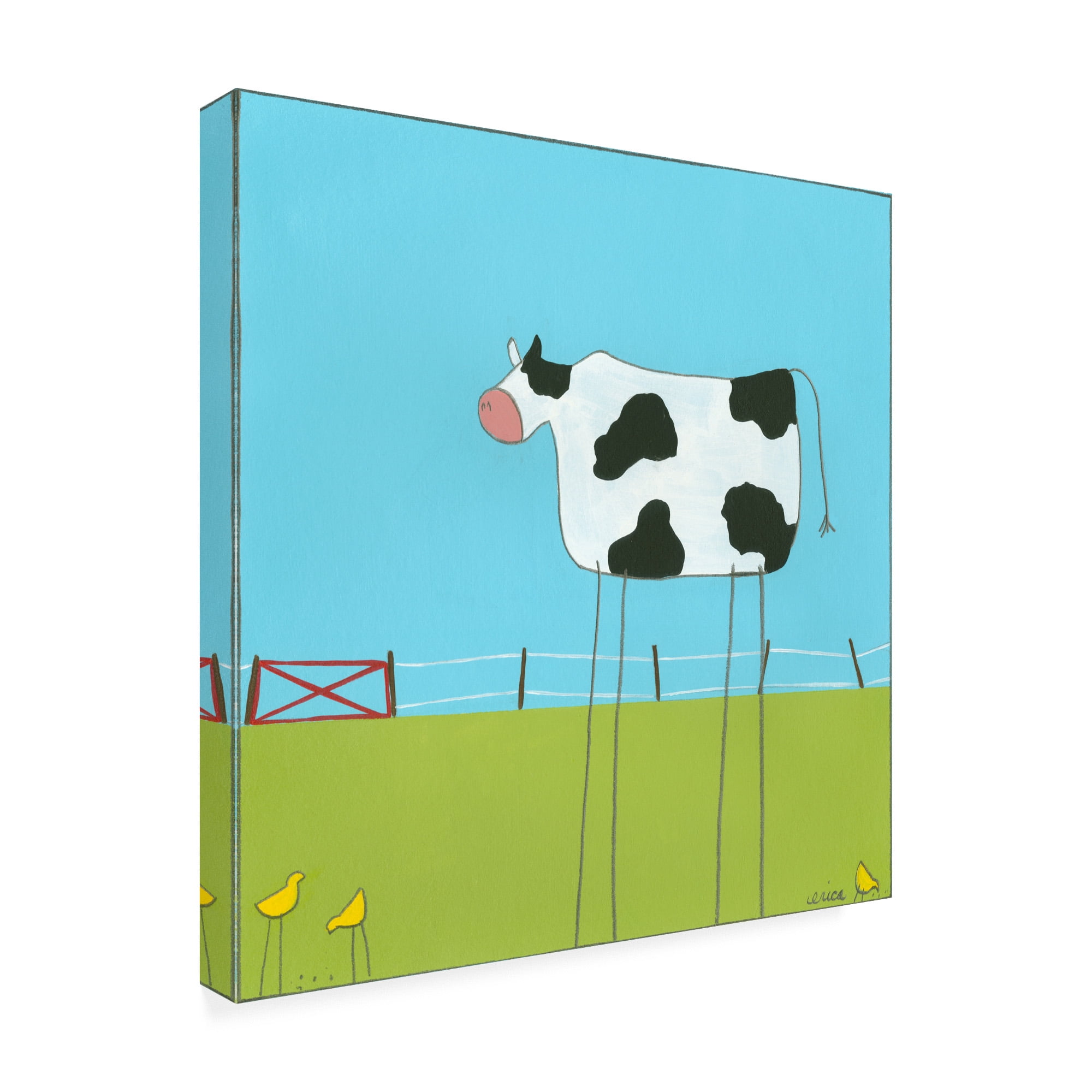 Trademark Fine Art 'Stick leg Cow II Childrens Art' Canvas Art by June Erica Vess