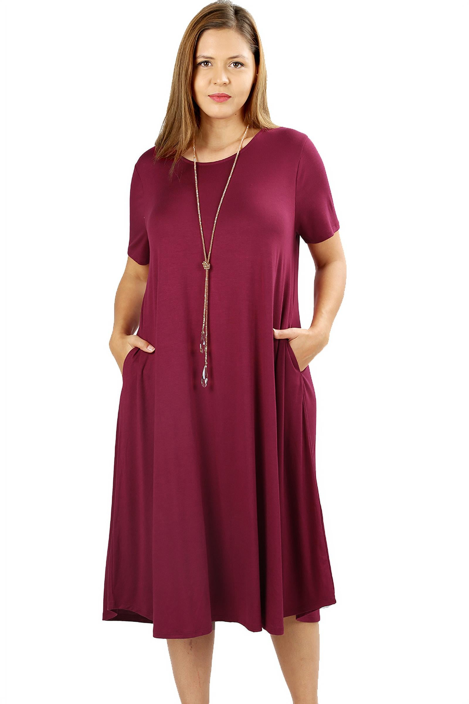 JED FASHION Women's Plus Size Soft Fabric Knee Length TShirt Dress