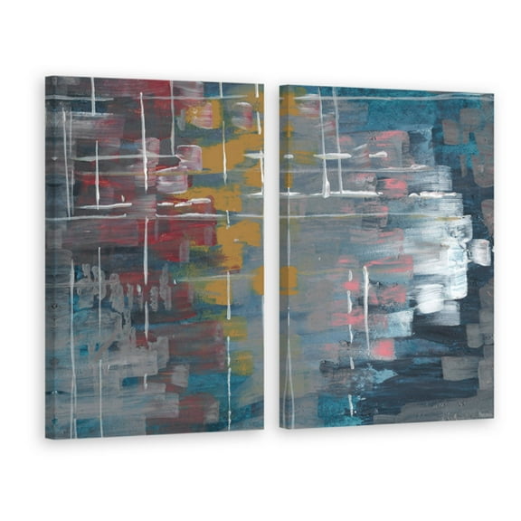Multi-Color Strokes Diptych