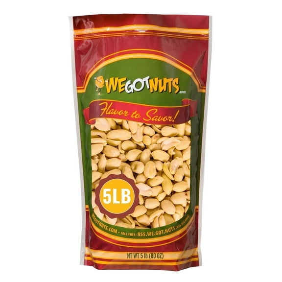 We Got Nuts Roasted Unsalted Peanuts, Kosher, 5 lb, Resealable Pouch