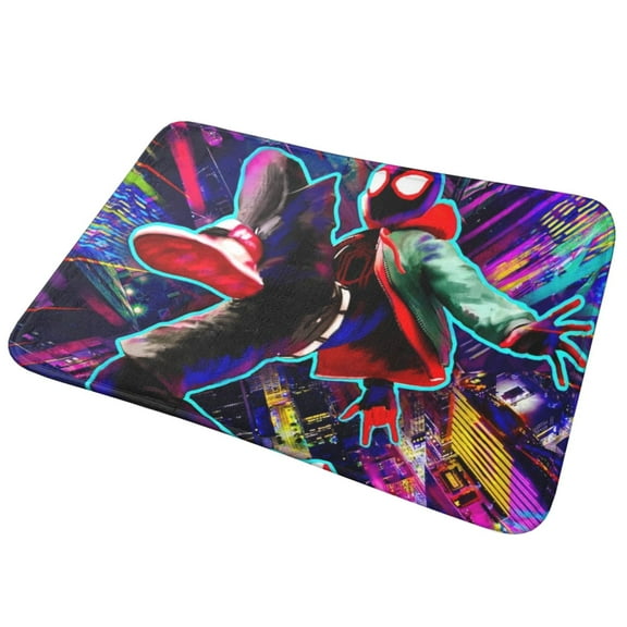 Miles Morales Across The Spider Verse Tin Sign Door Mat,Absorbent Bathroom Rugs,Kitchen Rugs Non Slip Washable,Soft Plush Decor Mat for Home Entrance Outdoors Mat 16x24in