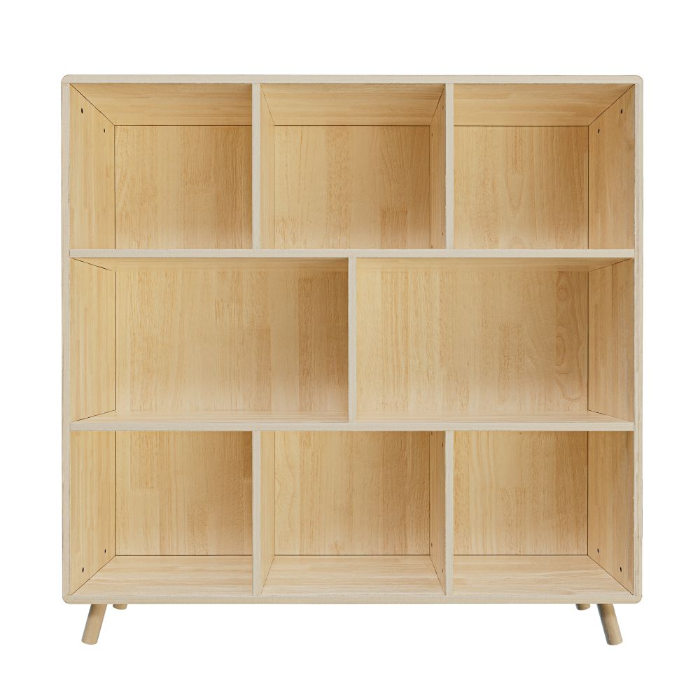 LUMAMIN 8-Compartment Storage Cabinet, Pine Wood 8 Cube Organizer Bookcase, Simple Storage Bins Container Bookshelf Open Shelf  for Living Room, Bedroom, Natural