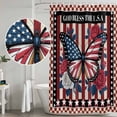 thumbnail image 5 of Independence Day Shower Curtain, Waterproof Shower Curtains for Bathroom, Red Blue U.S Flag Butterfly Flowers Striped Washable Fabric Bathtub Curtain Set Bath Decor with 12 Hooks Standard 72"x72", 5 of 8
