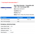 thumbnail image 2 of Rear Shock Absorber - Compatible with 1983 - 2011 Ford Ranger RWD 1984 1985 1986 1987 1988 1989 1990 1991 1992 1993 1994 1995 1996 1997 1998 1999 2000 2001 2002 2003 2004 2005 2006 2007 2008 2009, 2 of 2