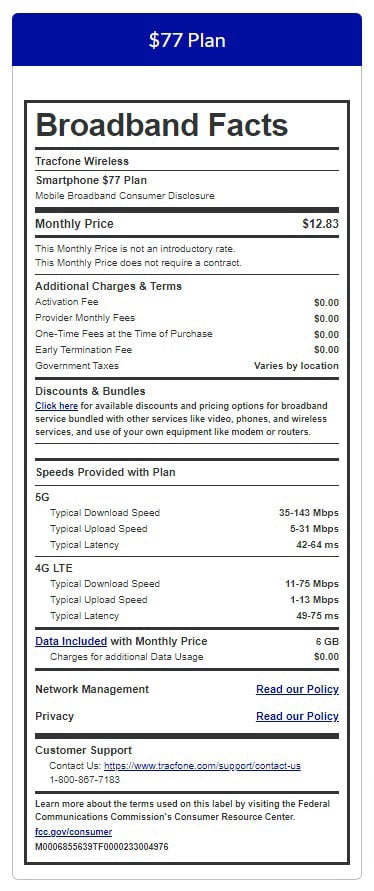 Tracfone $77 Unlimited Talk & Text plus 6 GB of Data 180-Day - Prepaid Plan e-PIN Top Up (Email Delivery)