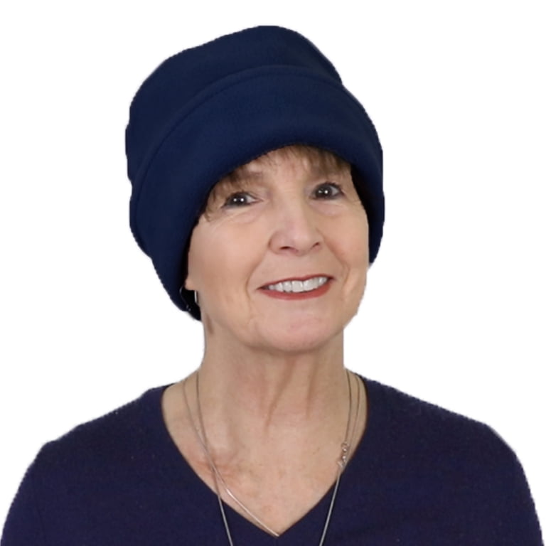 Luxury Fleece Pillbox Hat for Women Chemo Hat (Navy  display picture 1