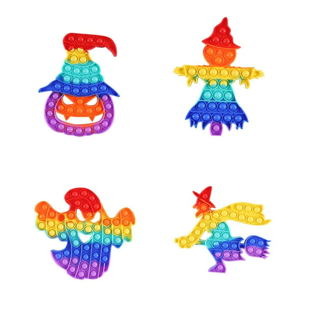 De Burbujas De Empuje Fantasma De Calabaza Arcoíris, Juguete De Descompresión De Silicona Para Halloween, Juguete De Burbujas De Extrusión Para Adultos Y Niños, 4 Uds. Yuarrent HA046696-03