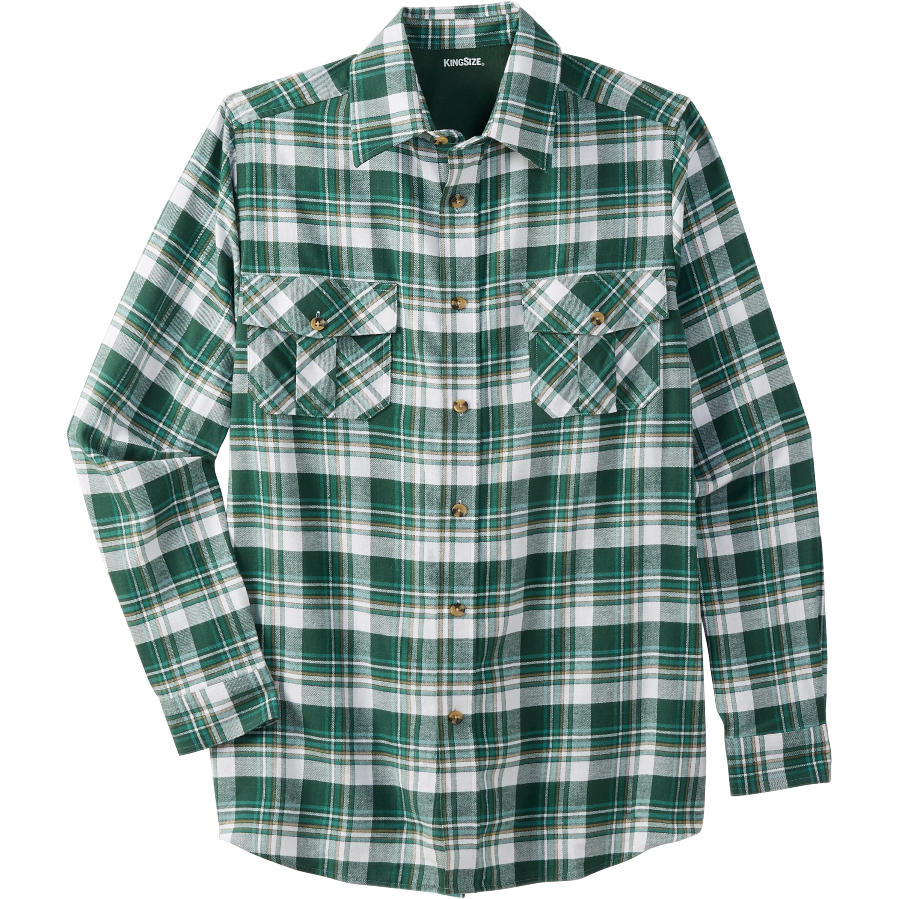 Kingsize - KingSize Men's Big & Tall Plaid Flannel Shirt - Walmart.com