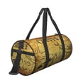 thumbnail image 3 of Fotbe Coffee Vintage Pattern Foldable Sports Gym Bag with Wet Dry Pocket, Ultralight Travel Bag, Large Capacity Duffel Bag, Splash Proof Carry on Bag, Overnight Bag, Weekender Bag, 3 of 8