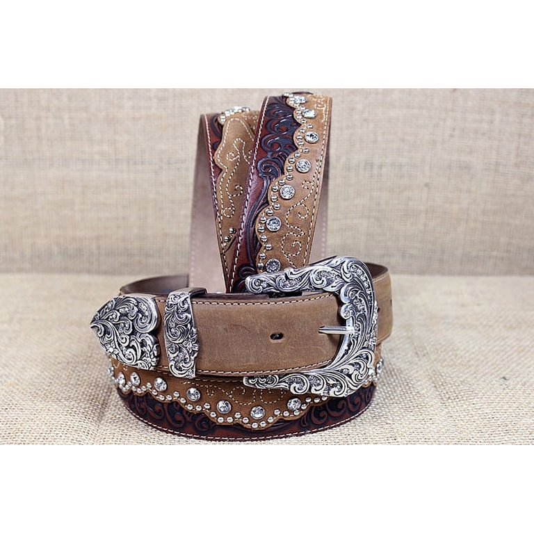 Tony Lama Kaitlyn Crystal Women\'s Brown Studded rhinestone Western Leather Belt Tony Lama Women main image 3