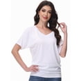 thumbnail image 6 of Women's V-Neck Dolman Top - Short Sleeve Solid Color Blouse with Side Shirring Detail, Casual Loose Fit T-Shirt, 6 of 6