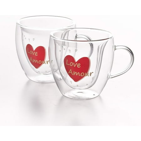 

Double Wall Amour Heart Coffee Mug 8.5 Ounces Set Of 2