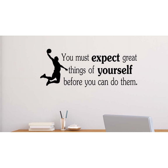 #2 You Must Expect Great Things of Yourself Before 22 x 9 Vinyl Wall Quote Decal Sticker Sports Team Calligraphy Art Decor Motivational Inspirational Lettering Curry Inspired