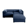 thumbnail image 4 of Chenille 2-Seater Sofa with Ottoman Storage Seat, Cylindrical Backrest and Armrests, Modern Fabric Loveseat Featuring Hidden Storage Space (Blue), 4 of 11