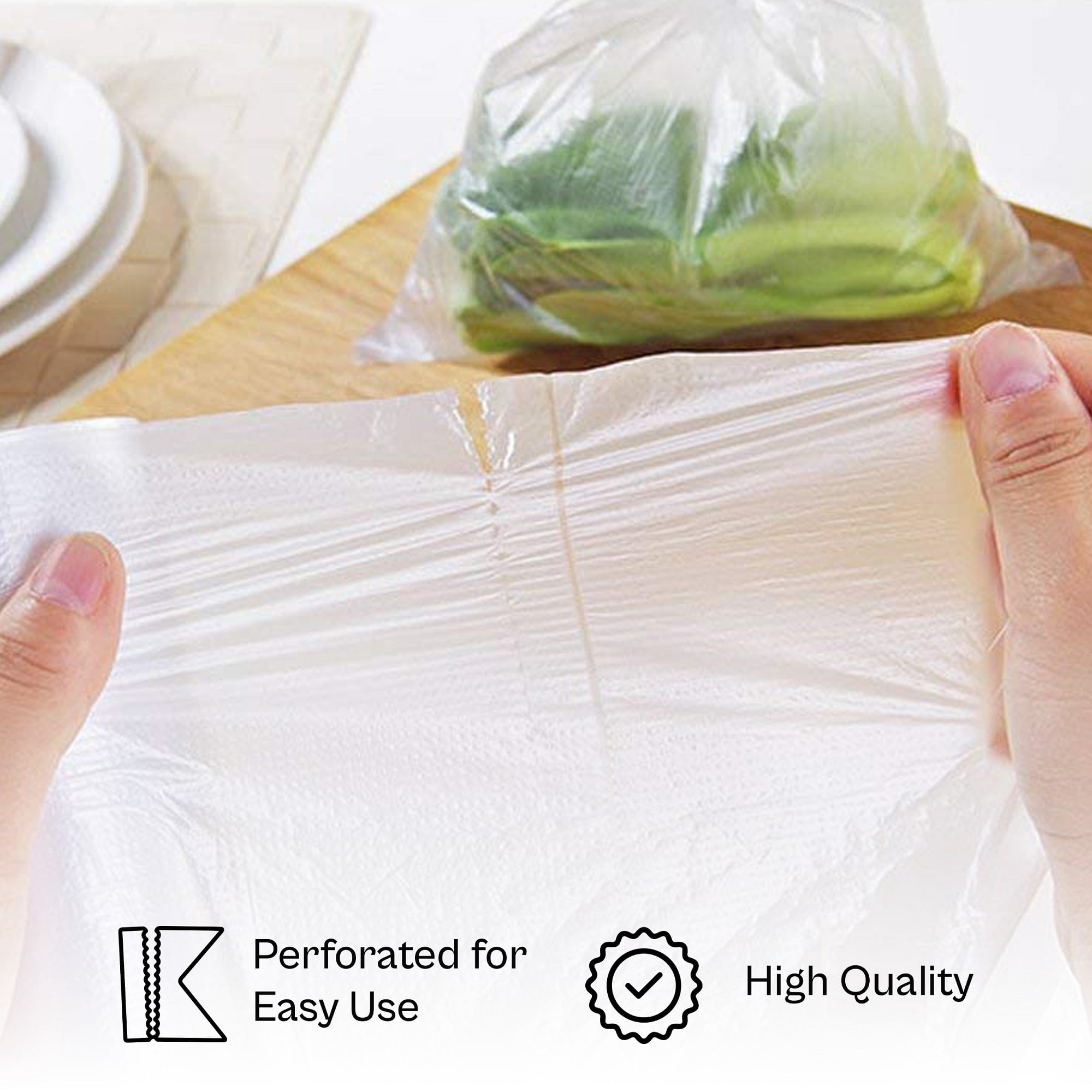 SSBM 12" x 20" Plastic Produce Bags on a Roll, 750 Clear Bags per Roll with 4 Rolls for Food Storage and More