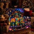 thumbnail image 3 of Hippie Van Road Trip Adventure Under Starry Night, Mystical Woodland Scene, Warm Flannel Blanket for Cabin and Lodge, Animal Lovers Camping Gift, Fantasy Home Decor, 3 of 9