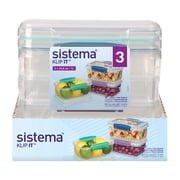 Sistema KLIP IT Food Storage Containers | 1 L | Stackable Food Prep Container with Airtight Lids | BPA-Free | Colourful Clips | 3 Count [81613-T]