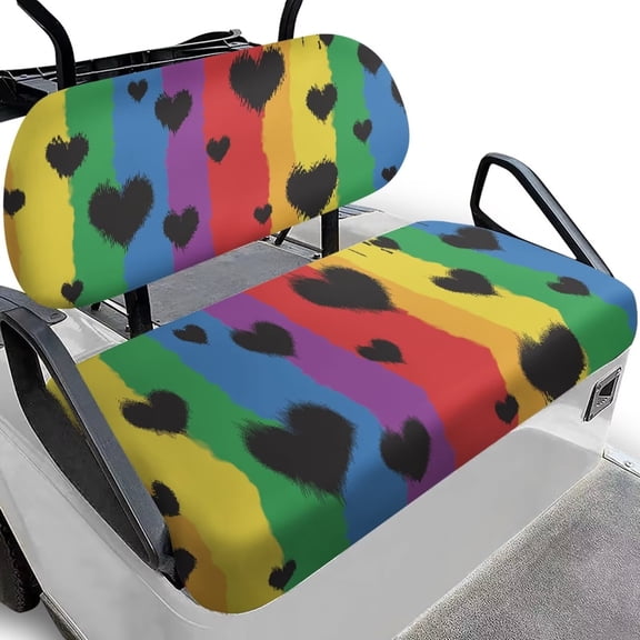 Aplkyhs Rainbow Love Universal Golf Cart Seat Covers American Pride Month Golf Cart Breathable Material Fit for Most Club Car Golf Cart Front Seat Covers Soft and Comfortable