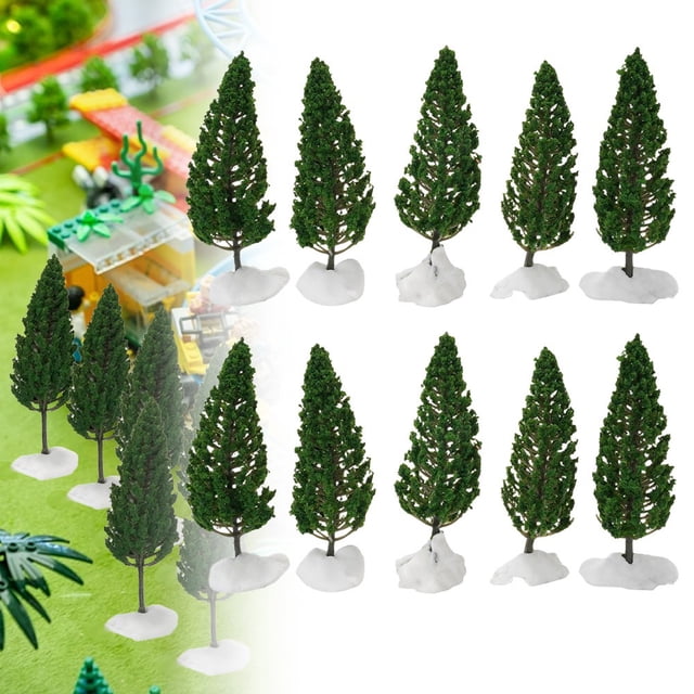 Mosiee 10Pcs 11Cm Pine Trees Model Green For Scale Railway Layout 15Cm Miniature Sandtable Model Scenery Diy For Home Building Sl-16059