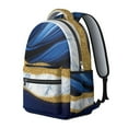 thumbnail image 2 of Blue Gold Marble Backpack for School,Cute School Bag,Schoolbag with Adjustable Shoulder Straps & Padded Back,15.3"x11"x7.1".﻿, 2 of 6