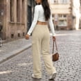 thumbnail image 6 of Resicozy Parachute Cargo Pants Women Lightweight Baggy Hiking Pants Y2k Drawstring Elastic Waist Pants with Pockets Beige S, 6 of 7
