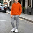 thumbnail image 5 of BXJX Boys Outfit Sets, Sports Casual Long Sleeve 2 Piece Hoodies and Joggers Sets with Pockets Orange Size 11-12 T, 5 of 6
