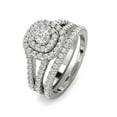 thumbnail image 2 of 1 1/10 Carat TW Cushion Halo Diamond Engagement Wedding Ring Bridal Set in 10k White Gold, 2 of 4