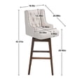 thumbnail image 3 of 40 Inch Bar Stools Set of 2, 360 Degree Counter Height Chairs with Footrest and Wood Legs, Modern Swivel Bar Stools with Ergonomic Backrest for Kitchen, Pub, 3 of 10