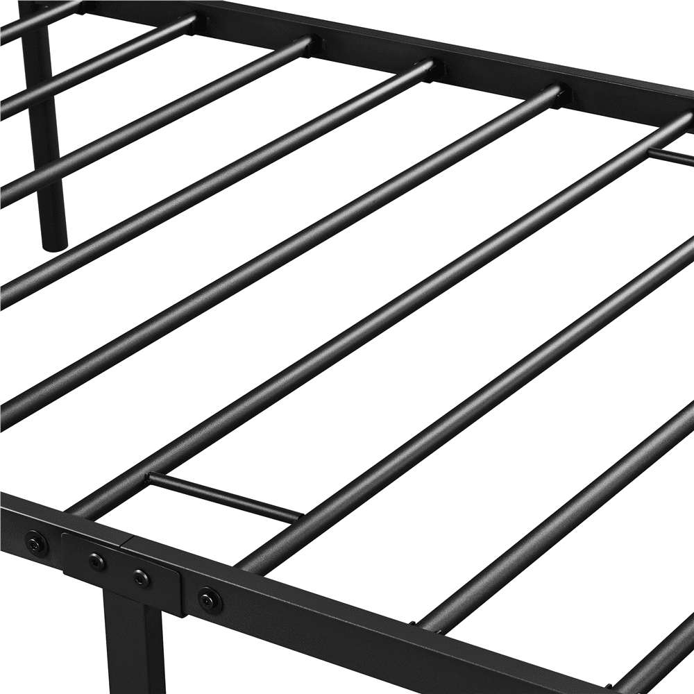 Yaheetech Black Metal Platform Twin Bed with X Design Headboard and Footboard