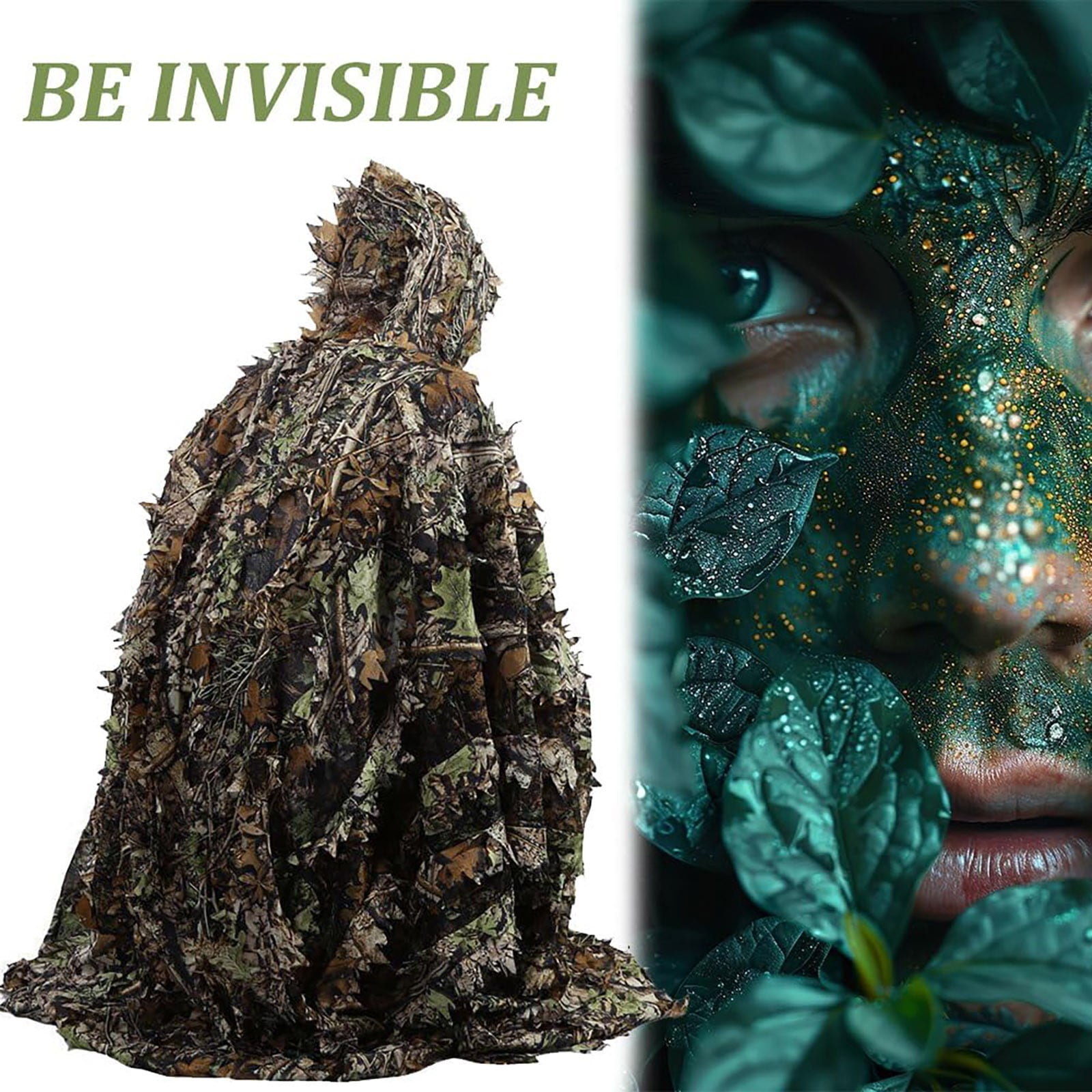 Goowood Tactical 3D Thermal Camouflage Cloak Ghillie Suit with infrared ir blocking and quick drying leafy design for hunting and outdoors