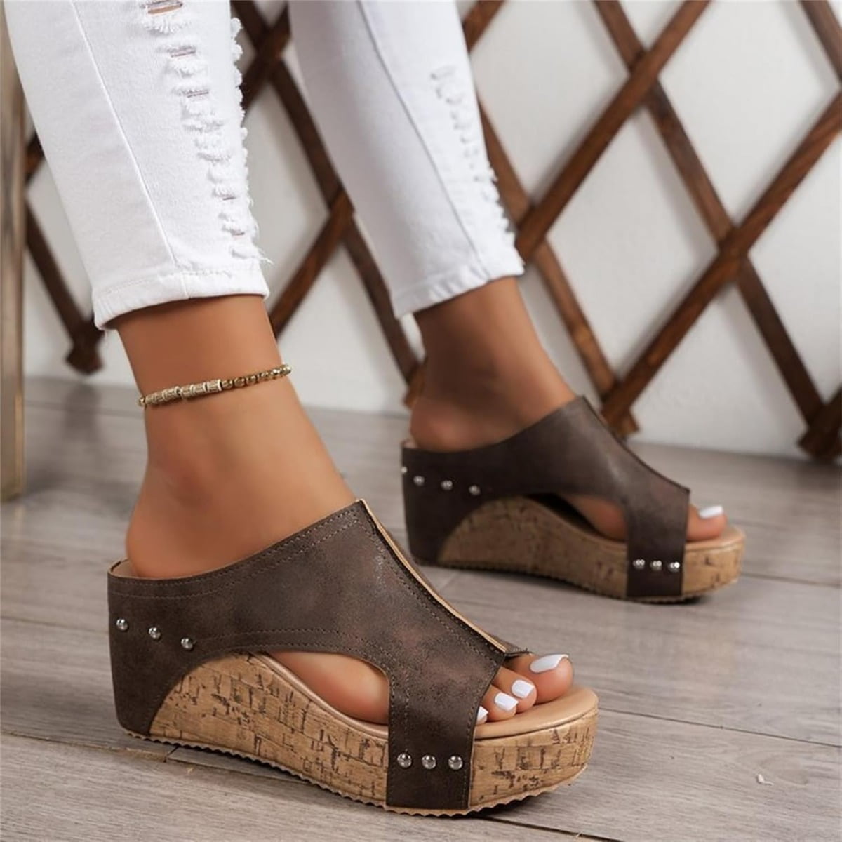 Maison Birch Lumi Cork Wedges, Cork Wedge Sandals for Women with Comfy Platform Orthopedic, Summer Lightweight Sandals
