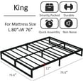 thumbnail image 3 of Lutown-Teen 12 inch King Bed Frame Sturdy Mattress Foundation, Heavy Duty Metal Platform with Steel Slats Support No Box Spring Needed , Noise Free, Easy Assembly, Black, 3 of 6