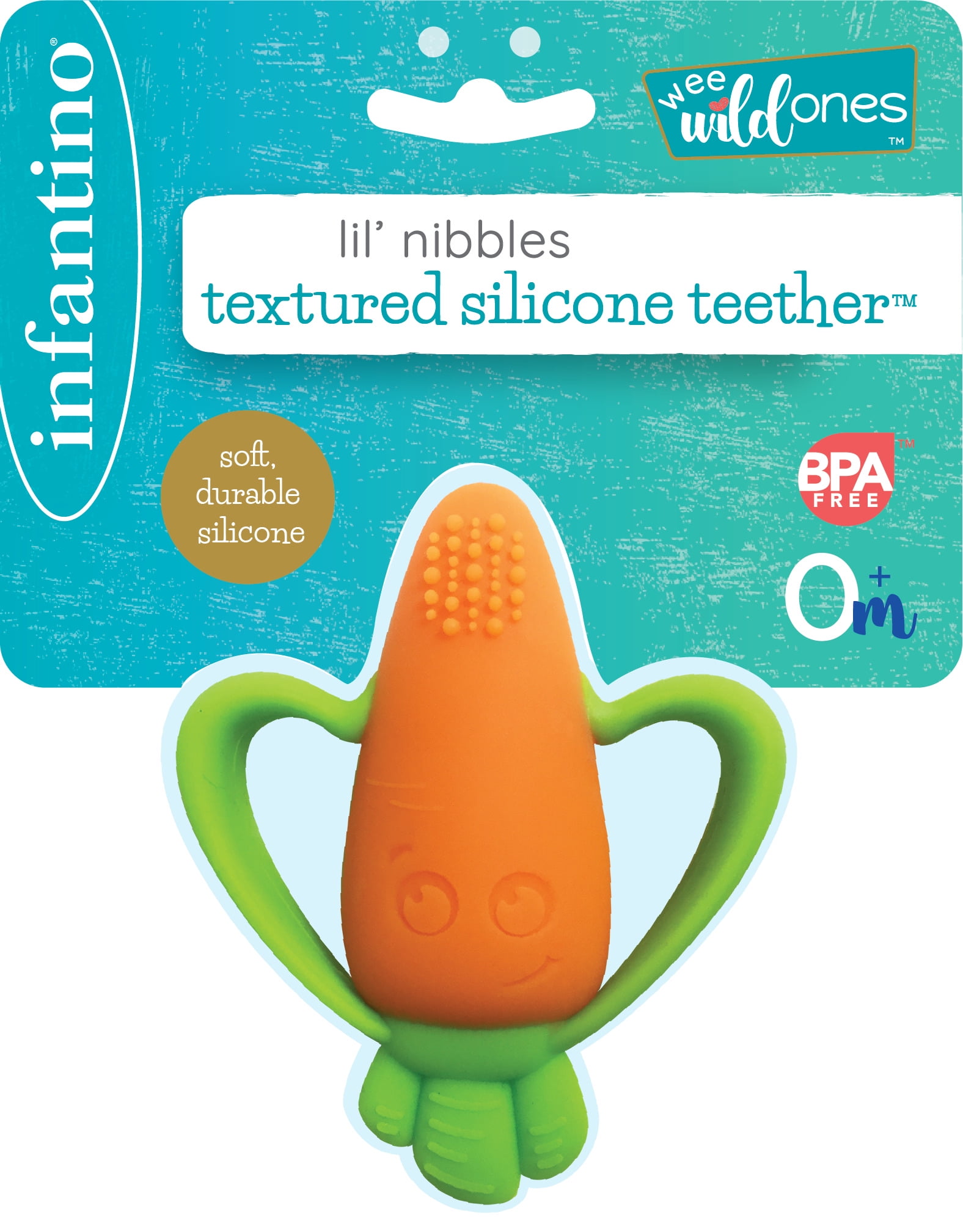Infantino Lil' Nibbles Soft Baby Teether for Newborns & Toddlers 6-12 Months Unisex, Carrot