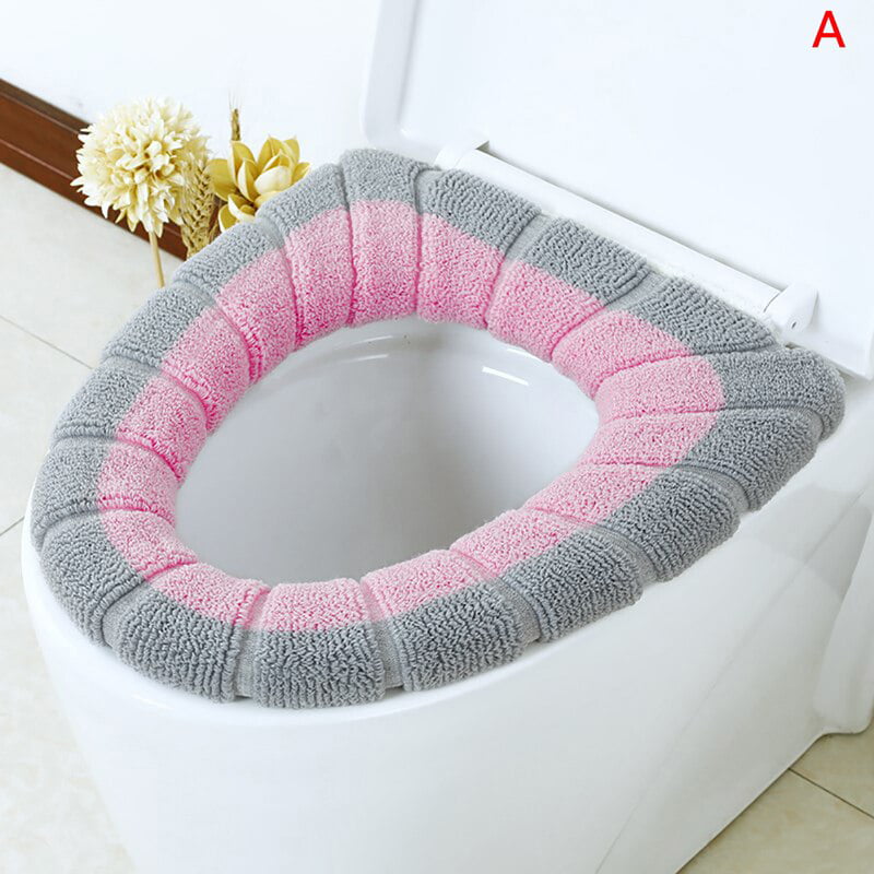 2pcs 1pièce épaissir lavable coussin chauffant coussin de coussin de coussin de coussin avec fermeture à glissière Rose Housse de siège de toilette pour salle de bain 