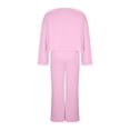 thumbnail image 5 of fheaev Long Sleeve 2pcs Sets for Women Wide Leg Pants Solid Color Comfortable Crew Neck Top Sweatshirts Loose Trousers Matching Outfits Sweat Sets Tracksuit for Travel Vacation, 5 of 6