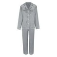 thumbnail image 7 of GILIGEGE Christmas Pajamas for Family Silk Satin 2026 Matching Sets Xmas Holiday Pjs Button Down Sleepwear Loungewear Jammies Grey M, 7 of 7
