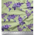 thumbnail image 1 of Soimoi Beige Moss Georgette Fabric Waves & World Map Print Fabric by the Yard 42 Inch Wide, 1 of 3