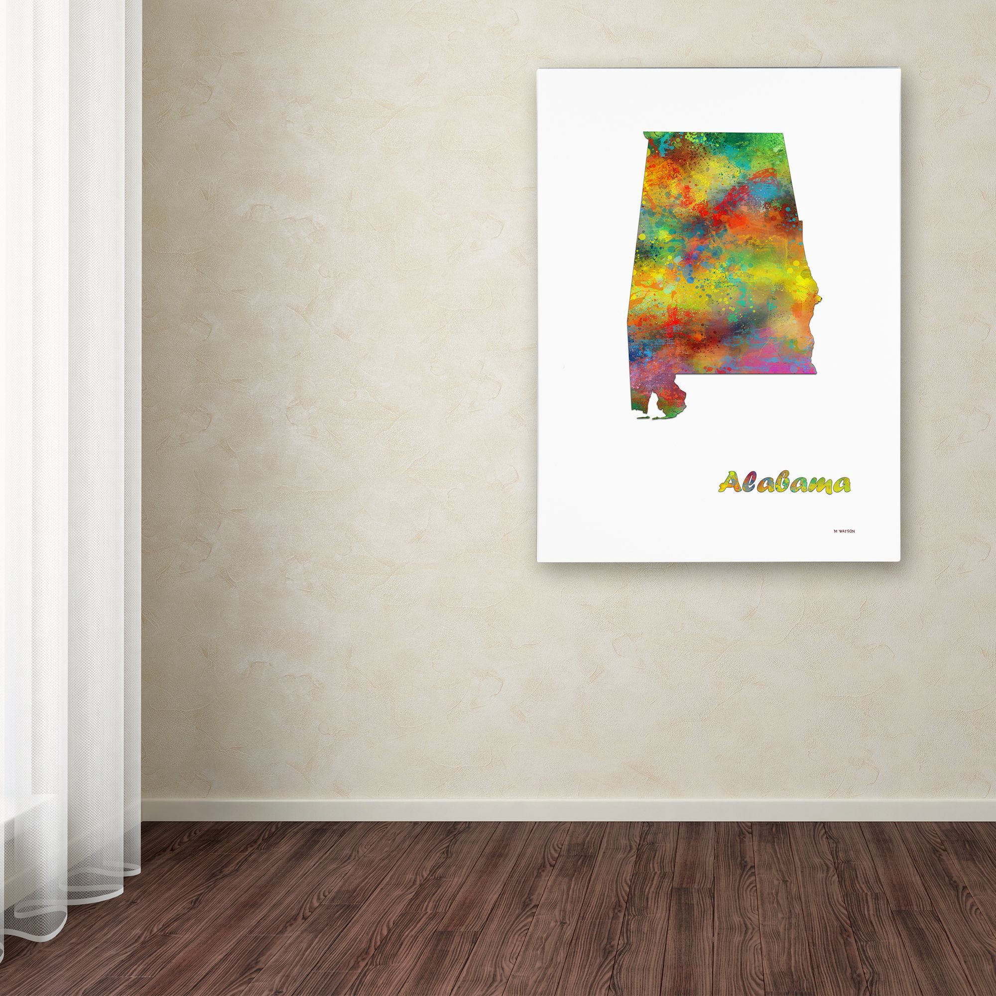Trademark Fine Art "Alabama State Map-1" Canvas Art by Marlene Watson