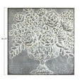 thumbnail image 2 of Creative Co-Op Square Metal Floral Bouquets Wall Décor with Distressed Antique Finish, White, 2 of 10