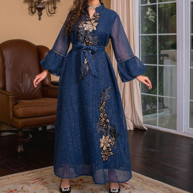 green emerald velvet dress Chic Bohemian Embroidery Casual Dress for Women main image 0