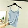 thumbnail image 3 of AWZXDE Women Solid Color V Neck Thin Strap Camisole Sleeveless Fitted Vest Tank Top For Women For Innerwear Layering Light Blue,L, 3 of 3