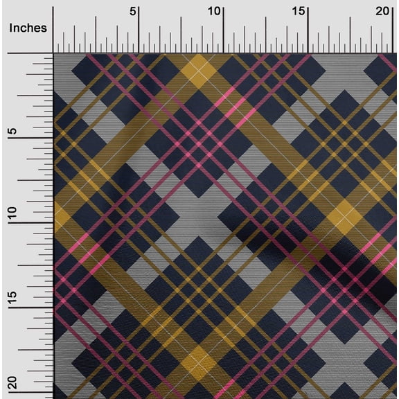 oneOone Silk Tabby Fabric Tartan Check Print Sewing Fabric BTY 42 Inch Wide