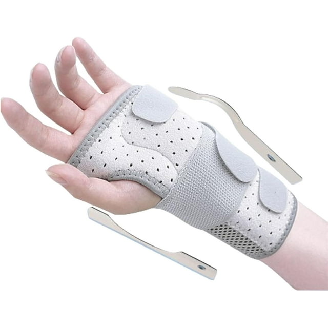 TFixol Grey Left-Hand Wrist Brace with Steel Plate for Tendon Support and Injury Prevention, Medium Size