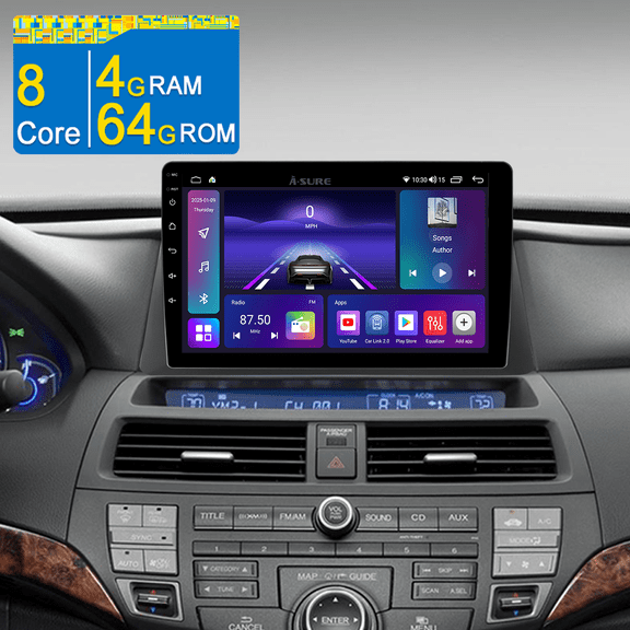 8-Core Android 15 CarPlay Radio 4 64GB Car Stereo for Honda Accord Vlll 2008-2012 (High-end) with Backup Camera/GPS Navi/Wi-Fi/BT 5.0/DSP