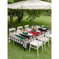 thumbnail image 3 of Outdoor Tablecloth with Umbrella Hole and Zipper, Christmas Trees Rectangle Table Cloth 60x84 Inch Waterproof Tablecloth, Xmas Snowflake Retro Black White Checkered Picnic Table Cover for Patio, 3 of 7
